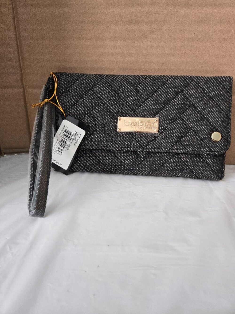 bebe Los Angeles Black Quilted Wallet Wristlet NWT Gold Hardware